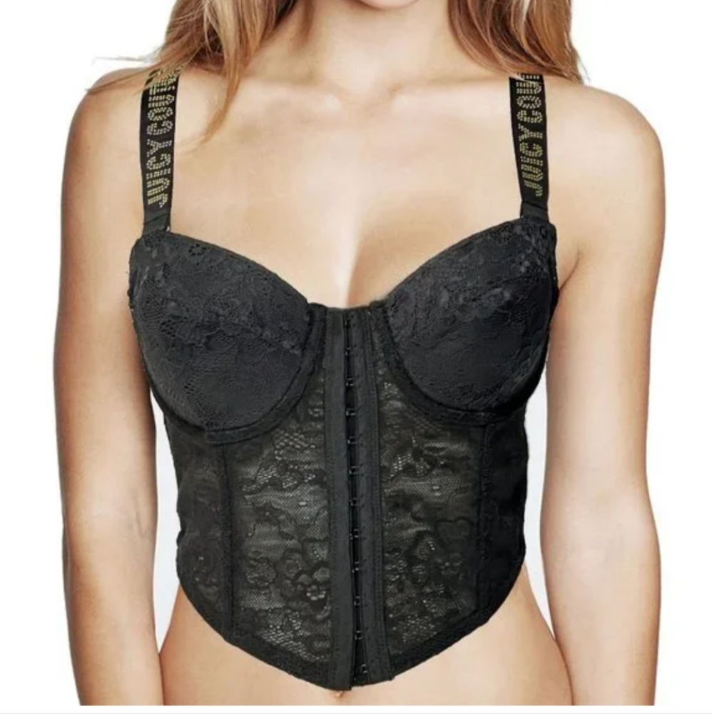 JUICY COUTURE BLACK CORSET BUSTIER SIZE 38C